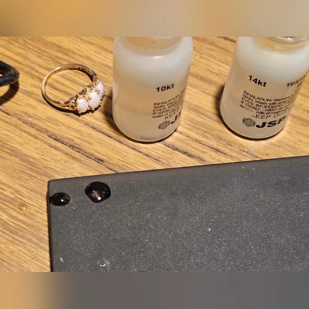 Elegant 14K Yellow Gold Triple Opal Ring - Picture 16 of 16